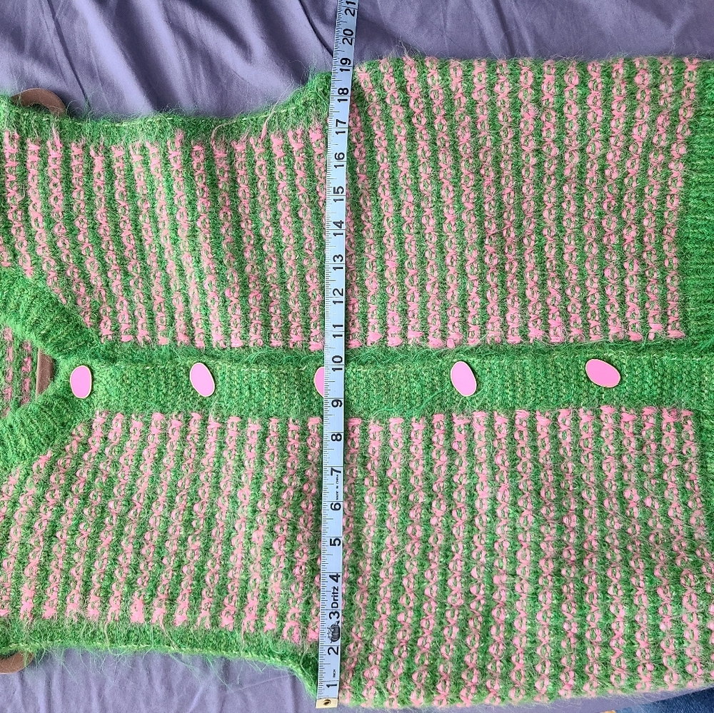 Zara Green and Pink Striped Sweater Vest Sizw M NWOT - Picture 5 of 7